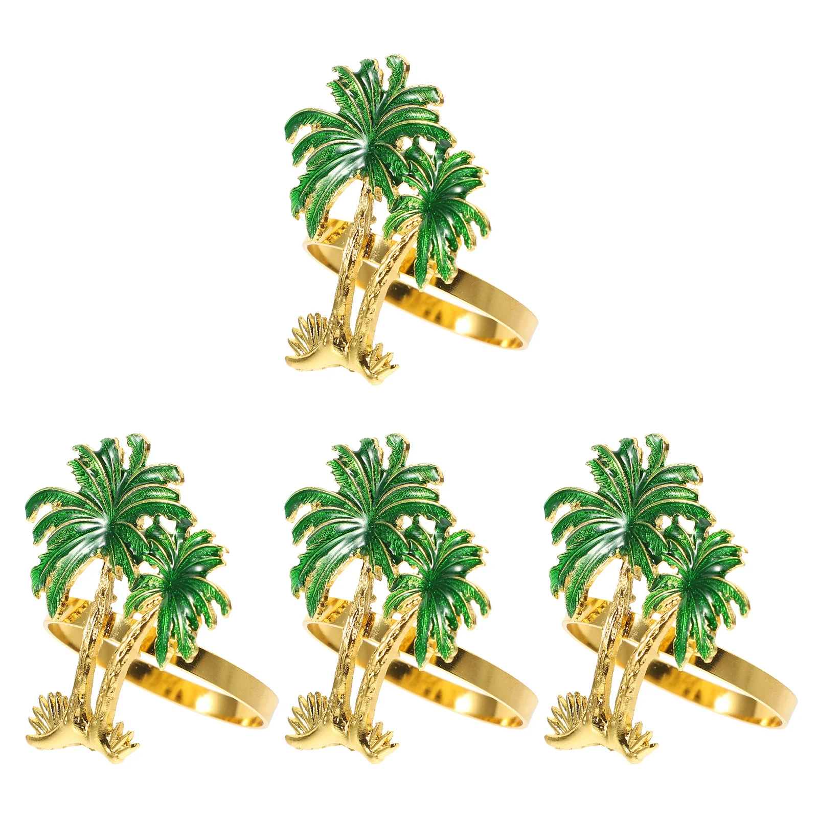 

4 Pcs Coconut Napkin Buckle Banquet Rings Hawaiian Party Buckles Style Holders Gold Dainty Alloy Dinner Summer Supplies