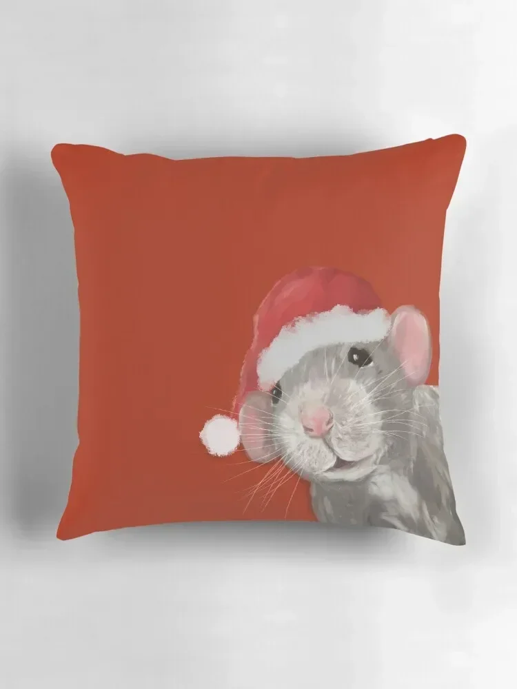 Peeking Rat in Santa Hat Рождественское издание Пледы Подушки Чехлы Наволочки Декоративные