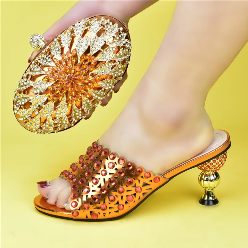 

Doershow Новое поступление, африканская Свадебная искусственная оранжевый цвет, Итальянская обувь с подходящими сумками, нигерийская женская ...