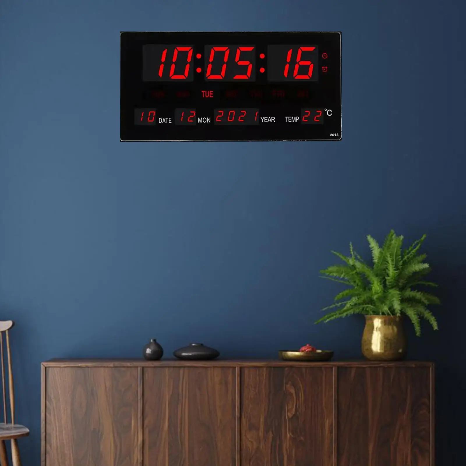 Reloj de pared Digital con pantalla grande, dispositivo con alarma de oficina, 12/14H de temperatura