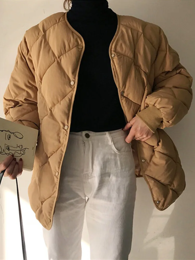

2022 New Office Fashion Casual Winter Windbreaker Coat Women Warm Loose Cotton Coats Long Sleeve Outerwear High Quality