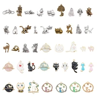julie wang 40pcs cat charms random mixed enamel and alloy animal pendants jewelry making necklace accessory