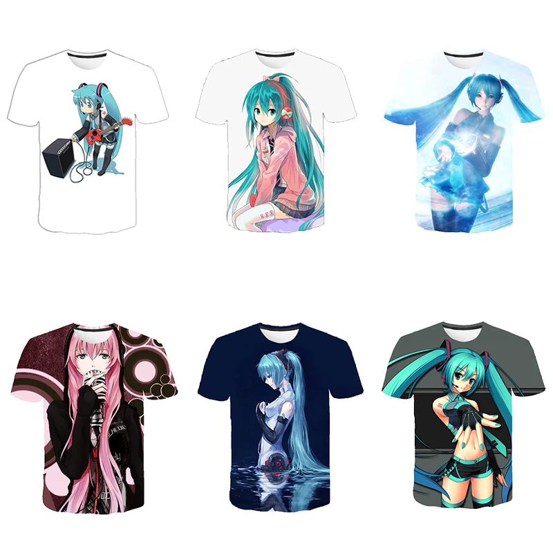 

Летняя Молодежная новая футболка 2022 с коротким рукавом Hatsune Miku с 3D принтом, свободная повседневная универсальная Удобная футболка с коротким рукавом