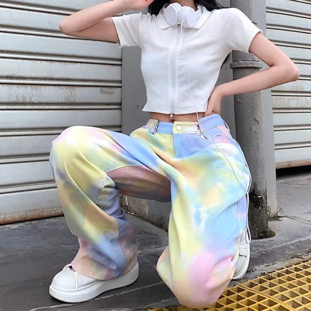 Fashion Rainbow Jeans Tie Dye 