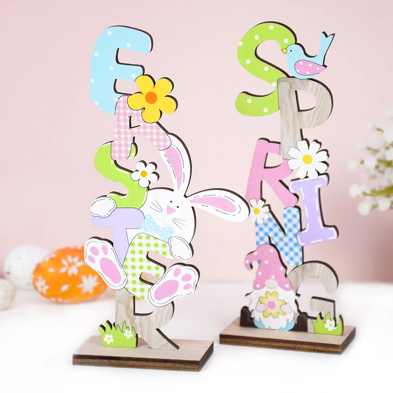 

Beautiful Easter Spring Wooden Letter Ornaments Easter Decoration Faceless Gnome Bunny Handicraft Birthday Home Party Supplies