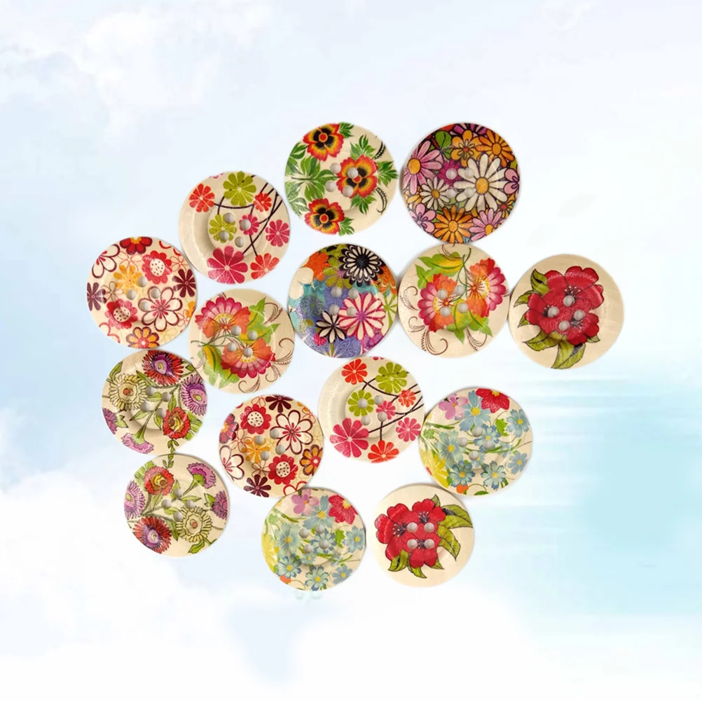 

50 Pcs Decorative Buttons Christmas Wood Buttons Broadside Buttons Scrapbooking Wooden DIY Assorted Snaps