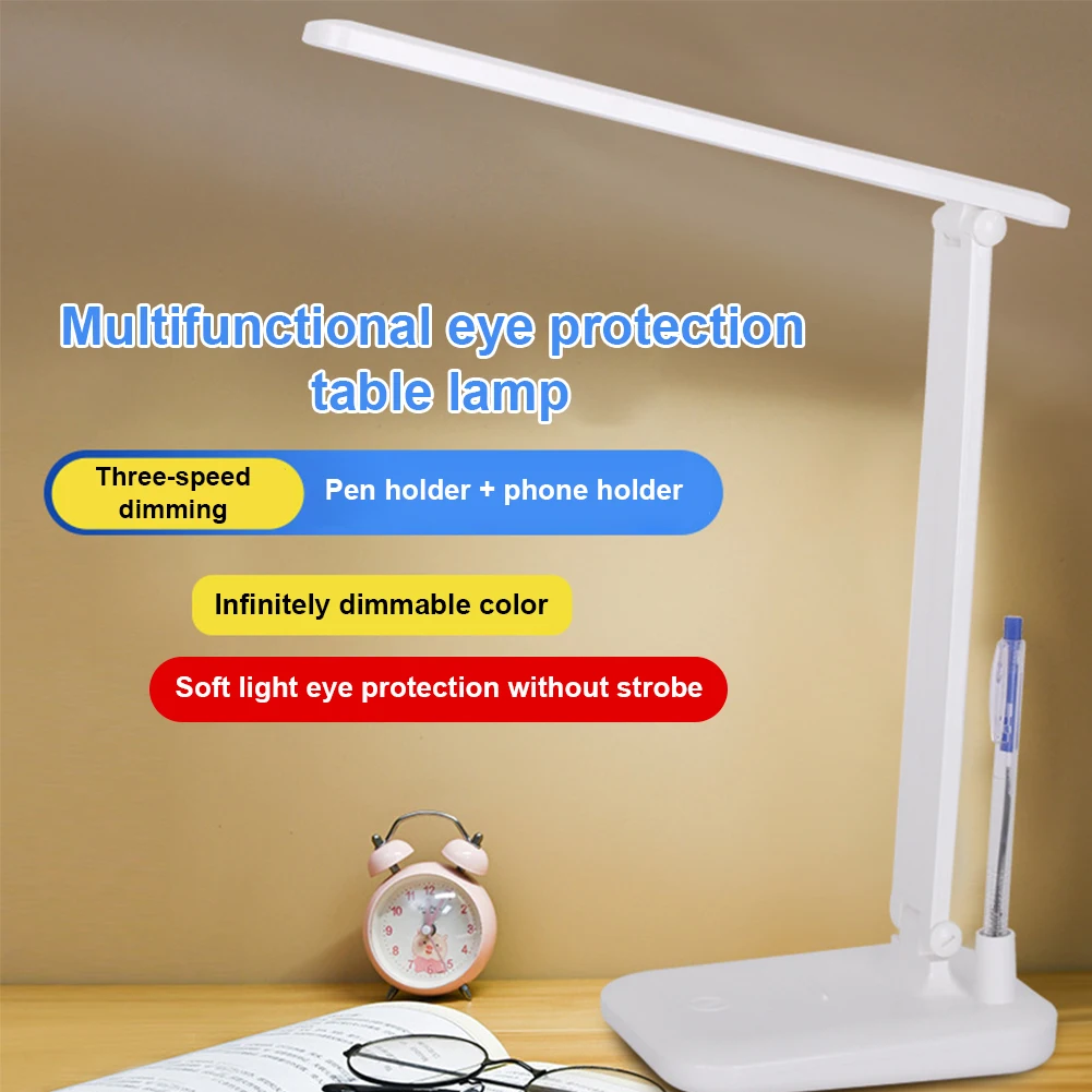 

LED Table Lamp USB Chargeable 3 Color Stepless Dimmable Desk Lamp Touch Foldable Eye Protection Reading Night Light