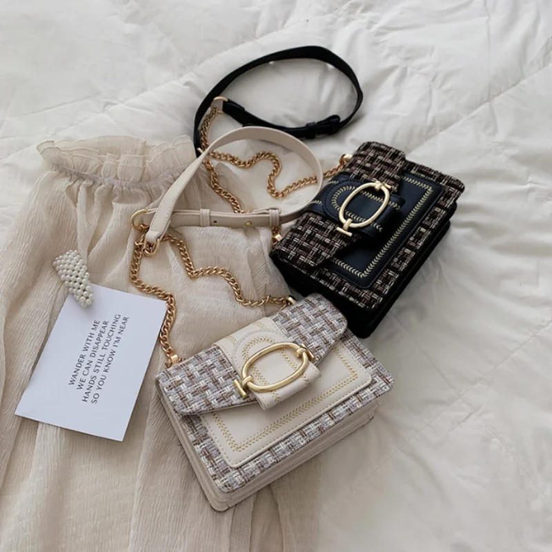 

Trendy Wide Strap Shoulder Bags for Women 2022 Luxury Designer Lady Handbags and Purses Fashion Chain Messenger Crossbody Bags