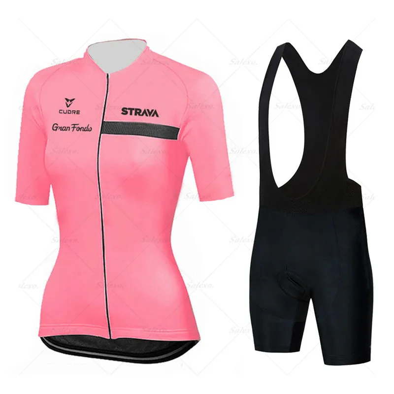 

2022 STRAVA pink Cycling Jersey Set Women Cycling Clothing Maillot Cycling Clothes Bib Shorts Set Female Bike Ropa Ciclismo