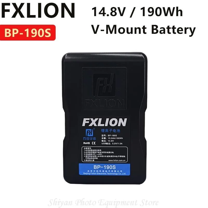 

FXLION BP-190S 14.8V / 190Wh V-Mount Battery USB-A, D-Tap and 2 1Pin Socket. A 5-Level Power Indicator FOR Camera Ligh Battery