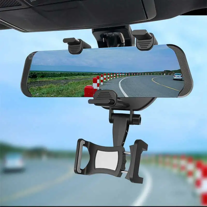 

New 360° Rotatable Car Phone Holder Rearview Mirror Sun Visor Mount Adjustable Navigation GPS Stand for Iphone Xiaomi Samsung