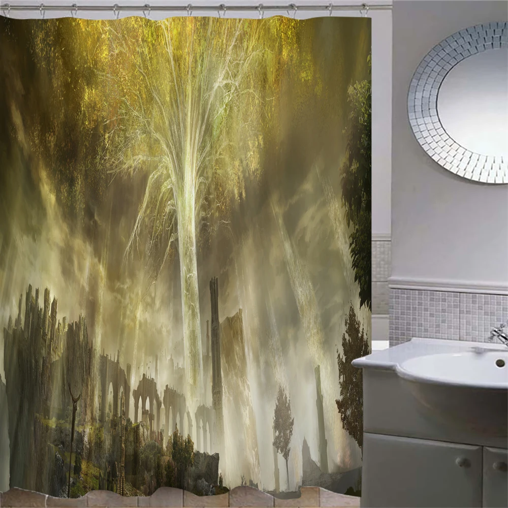 

Elden Ring Game Shower Curtains Polyester Bath Curtain Undead Knight Dark Souls Bathing Screen Cloth Screen for Bathroom