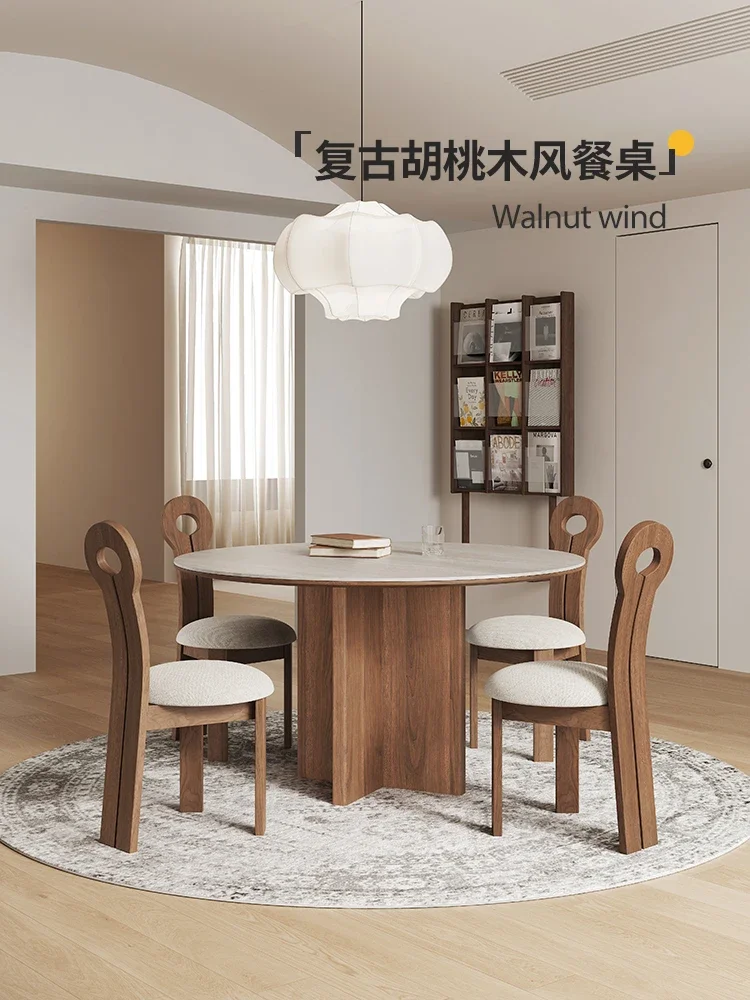 

Dongshi каменная тарелка, круглый стол и стул, домашний маленький круглый стол, черный ореховый маленький круглый стол из массива дерева