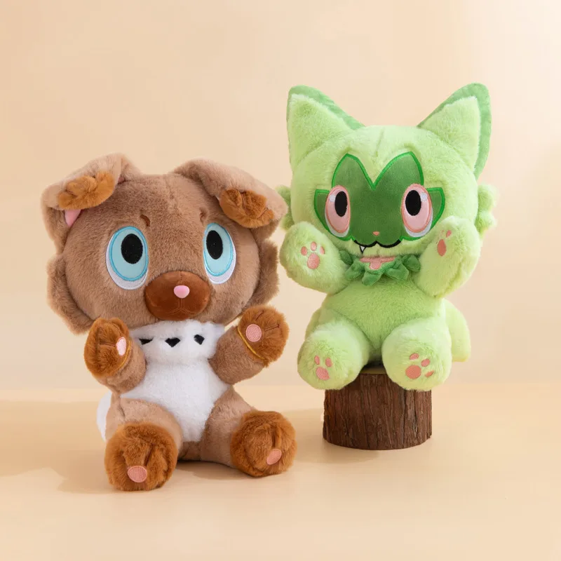 Фото НОВЫЕ плюшевые игрушки Sprigatito и Rockruff: милые мягкие куклы-покемоны, плюшевые подушки, декор для дома, подарок №3