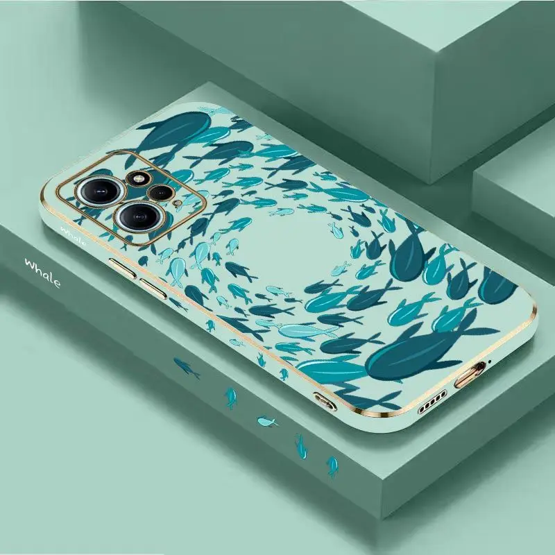 Fish Gather Luxury Plating Phone Case For Xiaomi Redmi Note 11 Pro Plus 12Pro Plus 11 11S 10 Pro 12 9S 8 Pro Cover