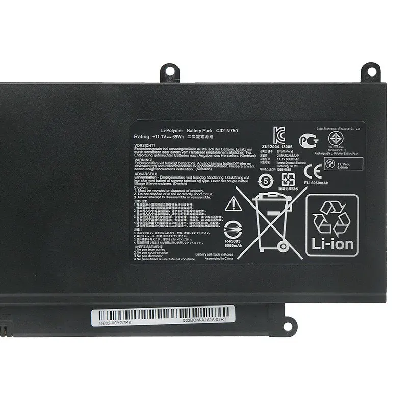 Фото Сменный аккумулятор для ноутбука C32-N750 для ASUS N750 N750J N750JK N750JV серии N750Y47JK-SL N750Y47JV-SL 11,1 В 69 Втч/6260 мАч 3 ячеек №3