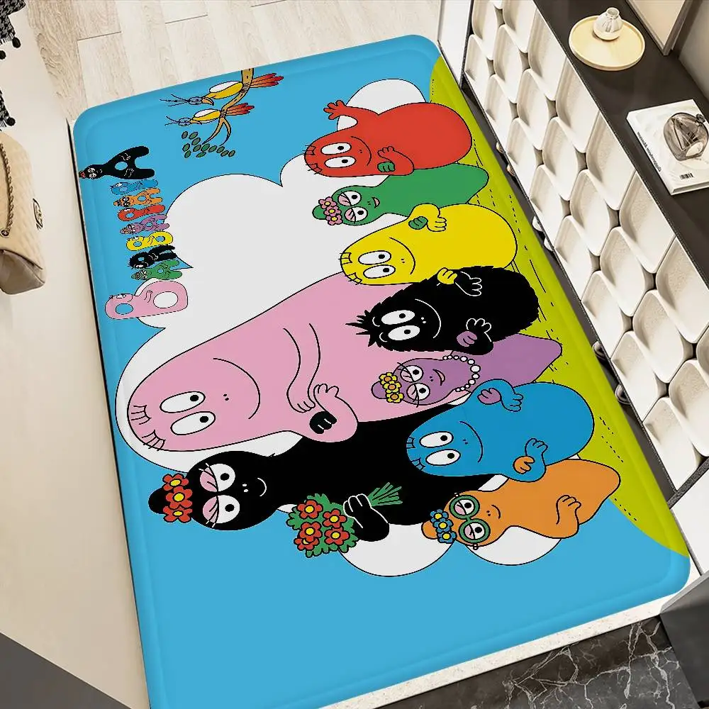 Фото Милый мультяшный коврик Les Barbapapa для прихожей, моющийся, нескользящий, для гостиной, под диван, для кухни, придверный коврик, напольный коврик №5