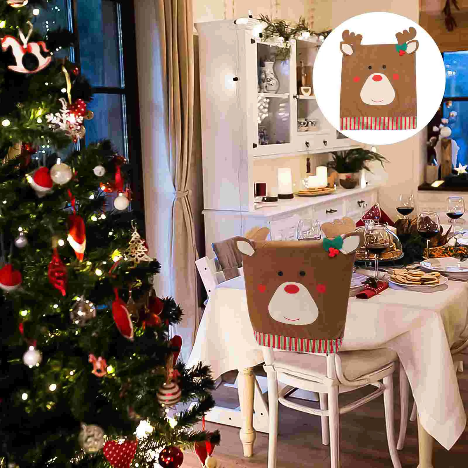 

Chair Christmas Cover Holiday Coversslipcover Xmas Dining Room Decoration Decorative Party Decorations