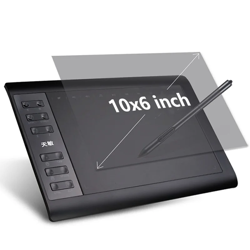 

Графический планшет для рисования 10moons, 10x6 дюймов, 8192 уровней, цифровой планшет, ручка без необходимости зарядки