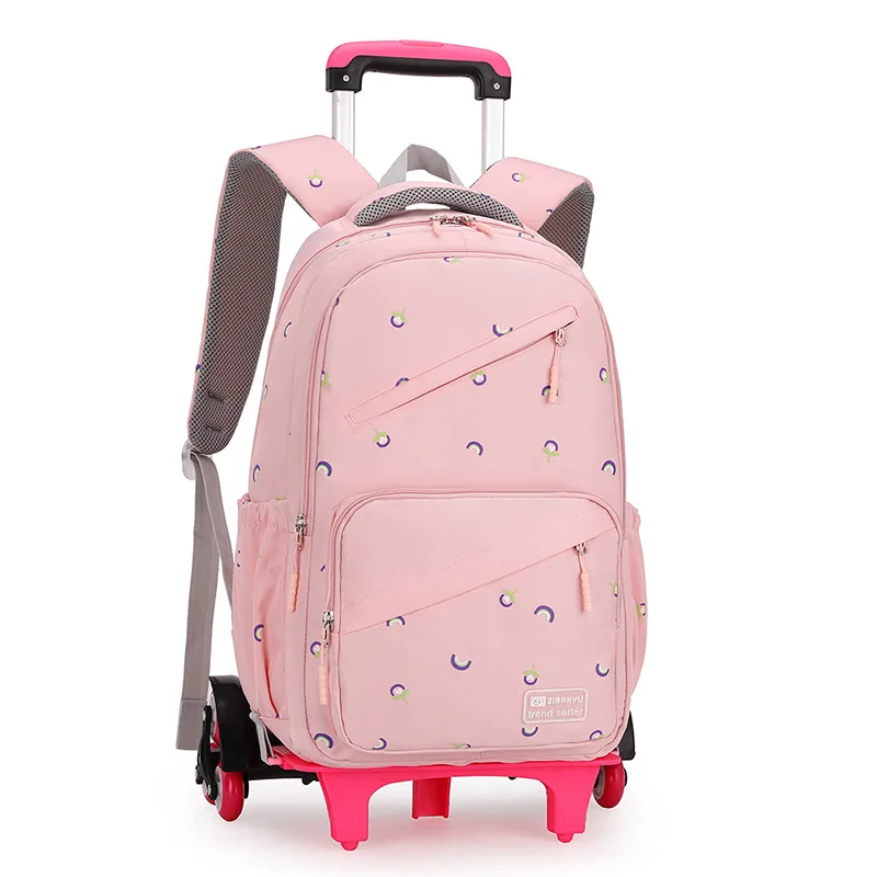 2022 Removable Trolley Children school Backpack with wheels School Bags For Grils kids Orthopedic Backpacks Wheeled Bag Mochila