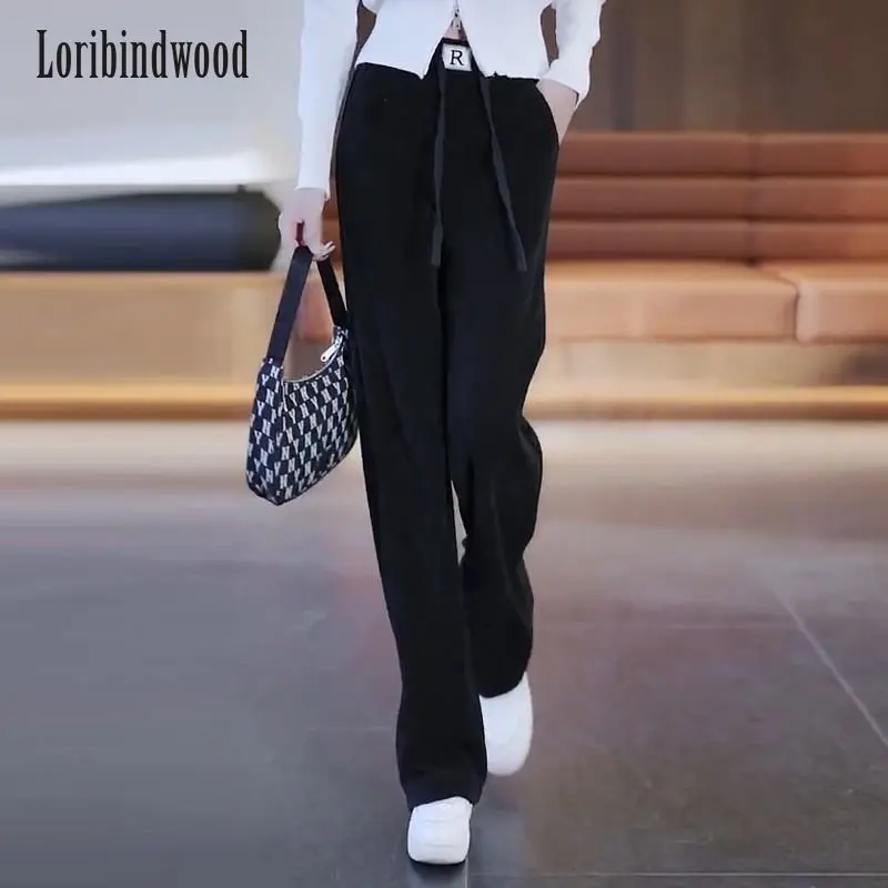 

Wide-leg Pants Women's 2022 New Spring and Autumn Women's Pants High Waist Velvet Straight Pants Women Plus Velvet Women's Pants