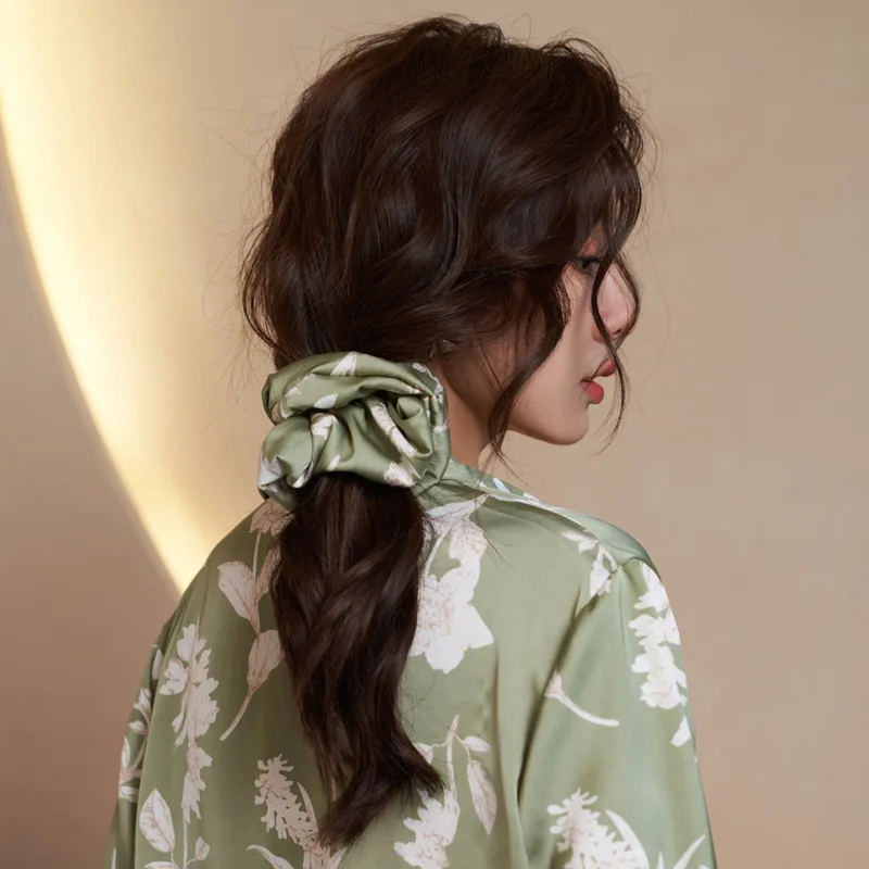 Women's 3 Piece Pajamas Sets Soft Cute Floral Pijama Faux Silk Satin Pyjama Female Sleepwear Long Sleeve Shirt Trouser Homewear