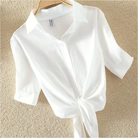 glauke cotton womens blouse shirt white summer blouses shirts holiday loose short sleeve casual tops and blouses women blusas