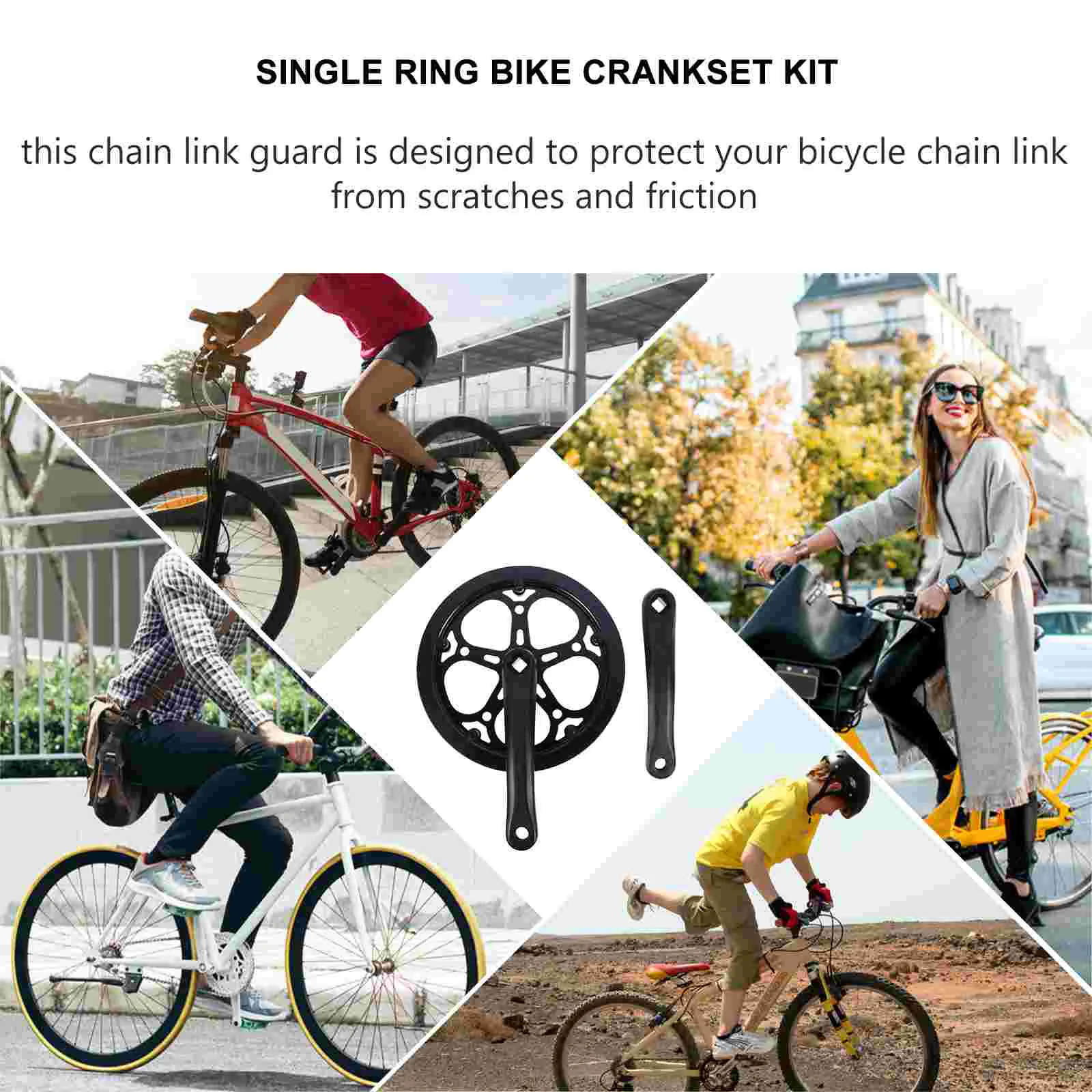 Crank Bling Accessories Bicycle Crankset Electric Bike Single Speeds Hollow Black