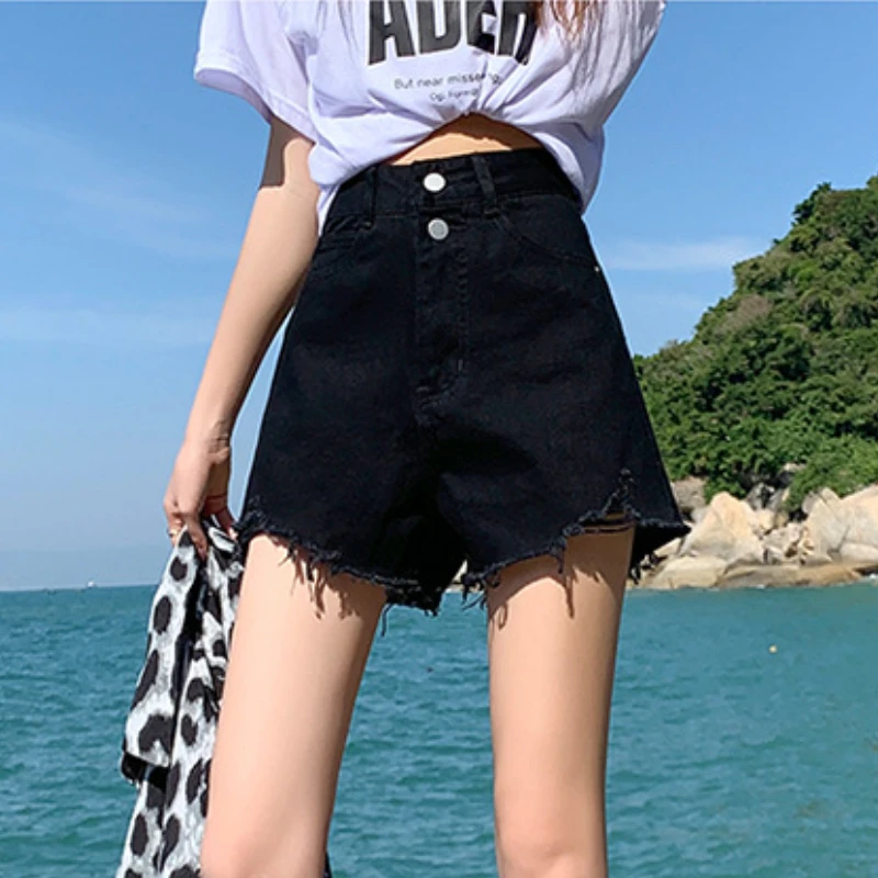 Denim Shorts High Waisted Slimming Raw Edge Hot Pants Women Retro Street Clothing 2023 Summer New Sexy Girl Denim Shorts Mujer
