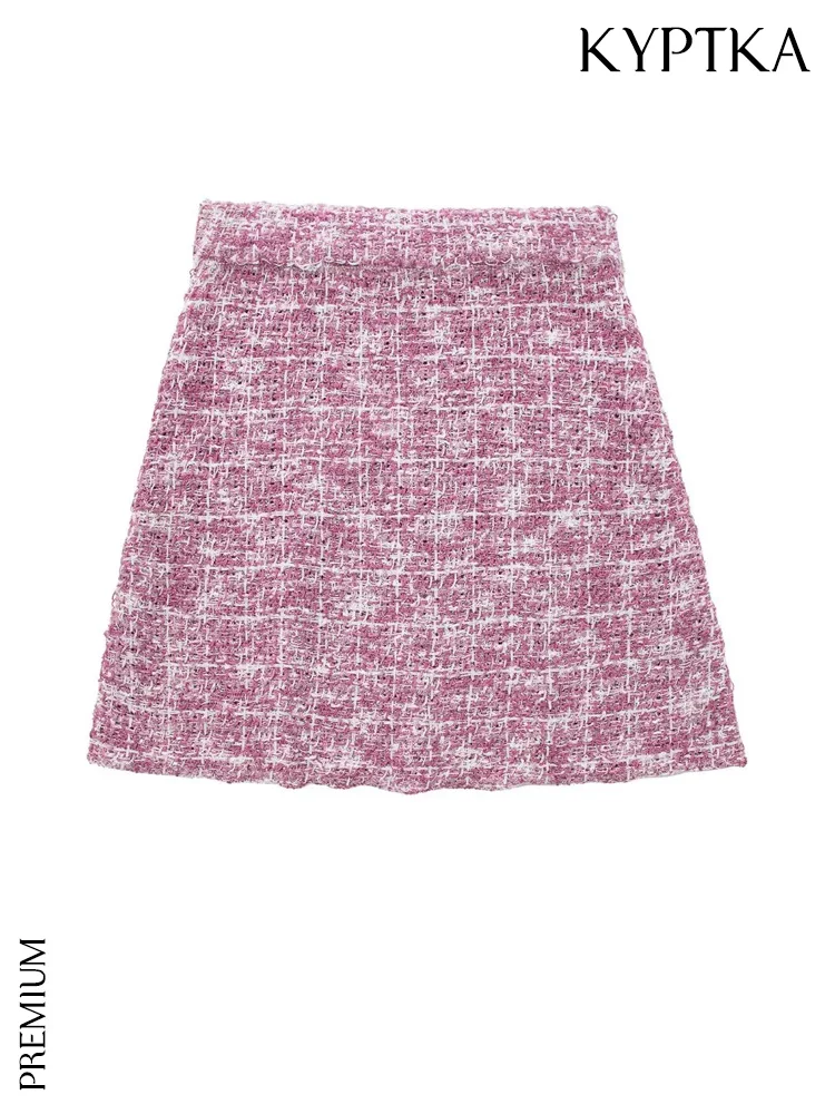 

Женская трикотажная Мини-юбка KYPTKA, твидовая винтажная мини-юбка с высокой талией и эластичным поясом на лето 2019