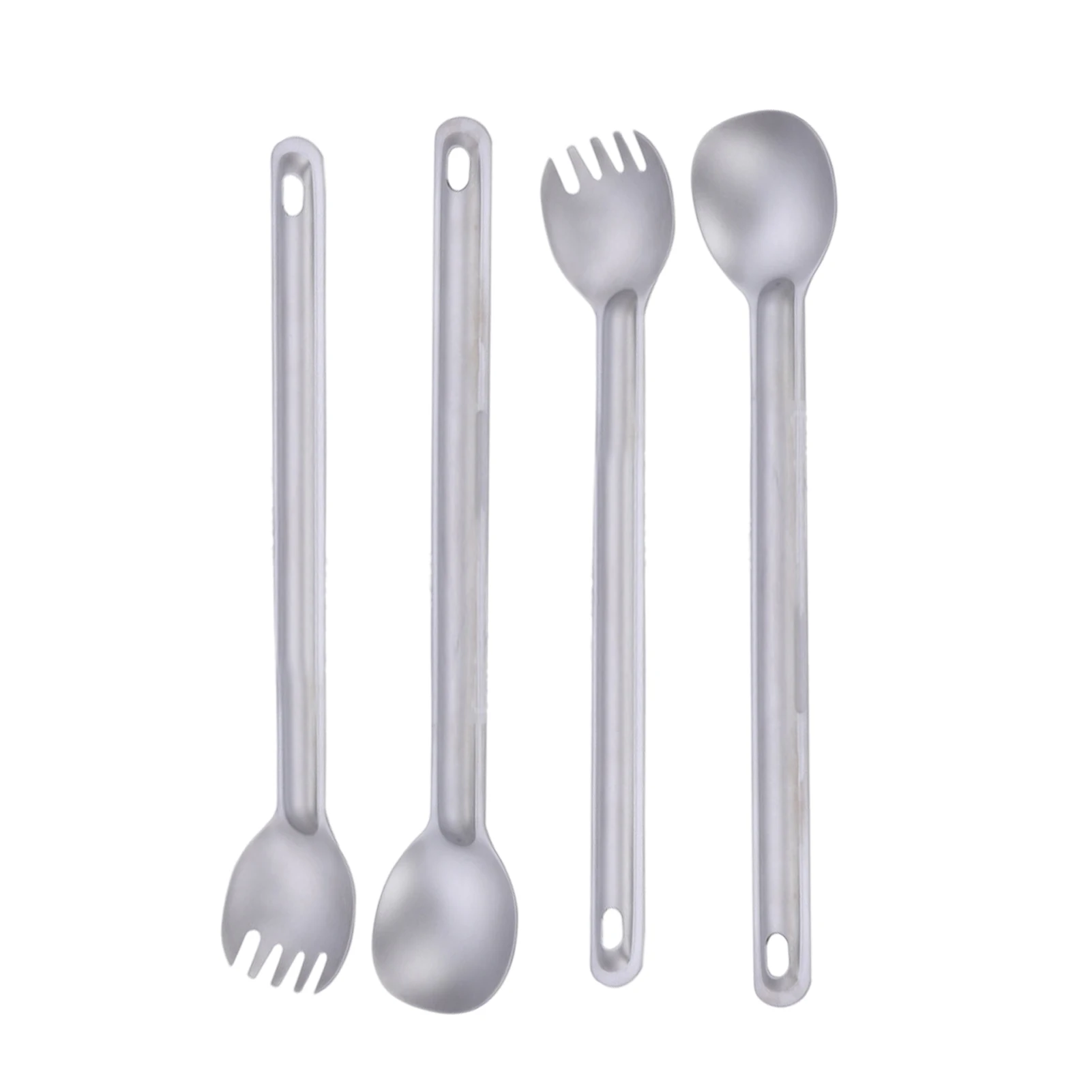 

2pcs Camping Stirring Picnic Soup Titanium Spork Portable Outdoor Tableware Long Handle Coffee Travel Ultralight 2 Spoons