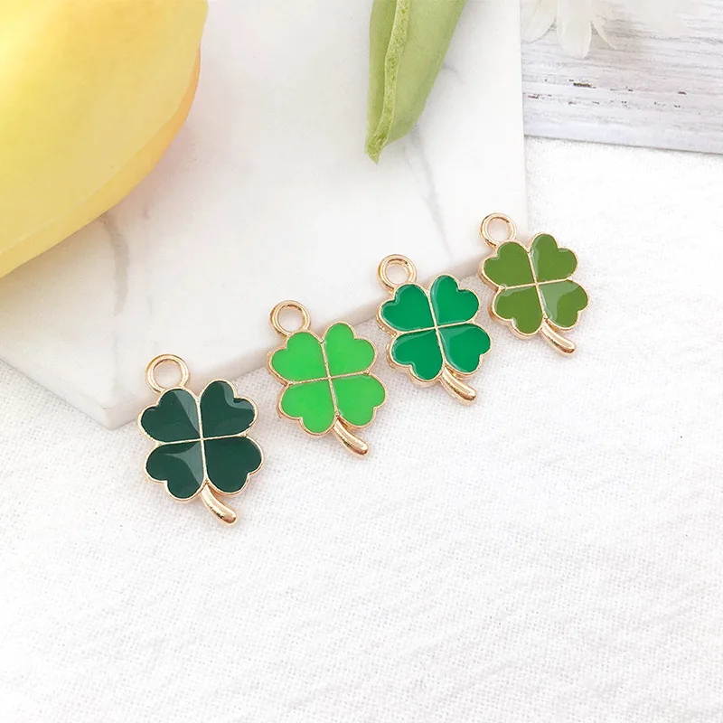 

10pcs New Full Enamel Four Leaf Clover Charms Pendants For DIY Jewelry Making Handmade Earrings Bracelet Pendants