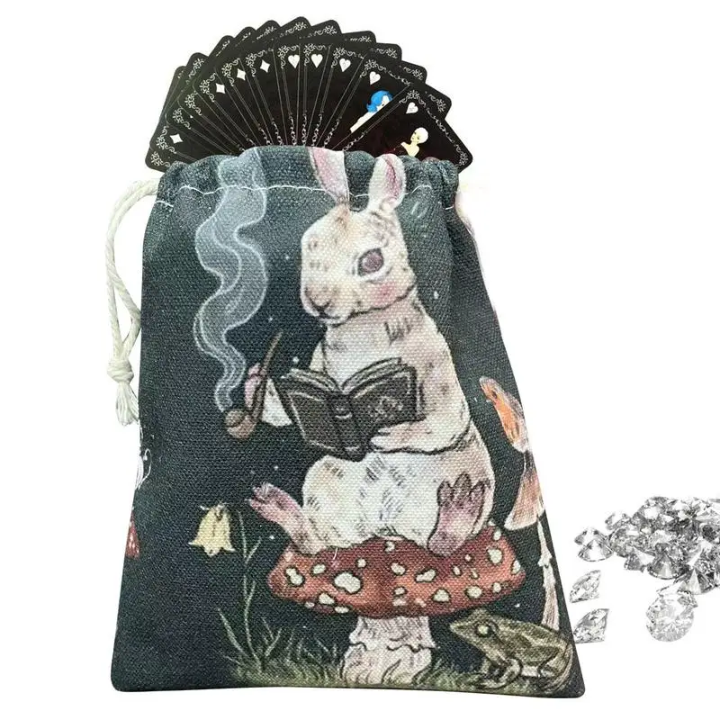 

Storage Bag For Tarot Tarot Card Dice Bag With Rabbit Mushroom Printing Novel Drawstring Tarot Card And Dice Storage Bags For