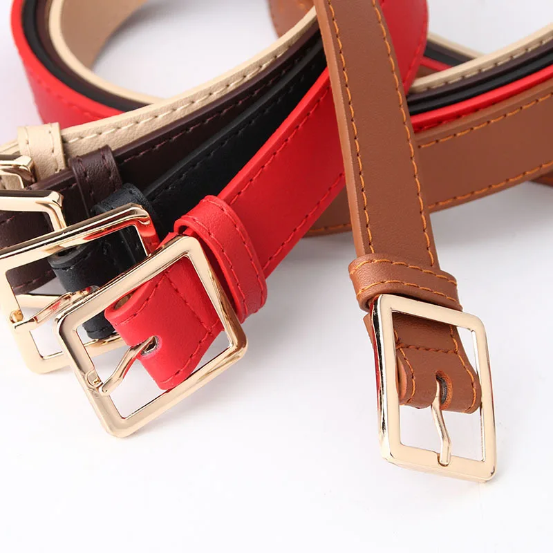 

New Belts for Women Leather Luxury Designer Jeans Belt Female Waistband Fashion Square Metal Buckle Belt Lady Black