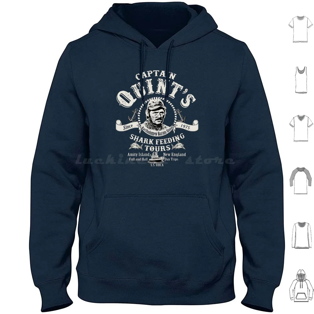 

Captain Quint'S Shark Feeding Tours ( Universal  Ucs Llc ) Hoodie cotton Long Sleeve Jaws Shark Classic Movie 70S Quint