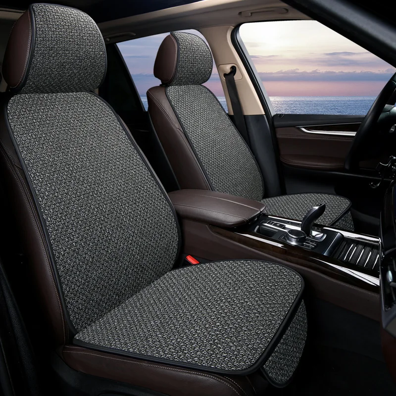 

Car Seat Cover Front Rear Flax Seat Protect Cushion Automobile Seat Cushion Protector Pad Mat Backrest Headrest Auto Interior