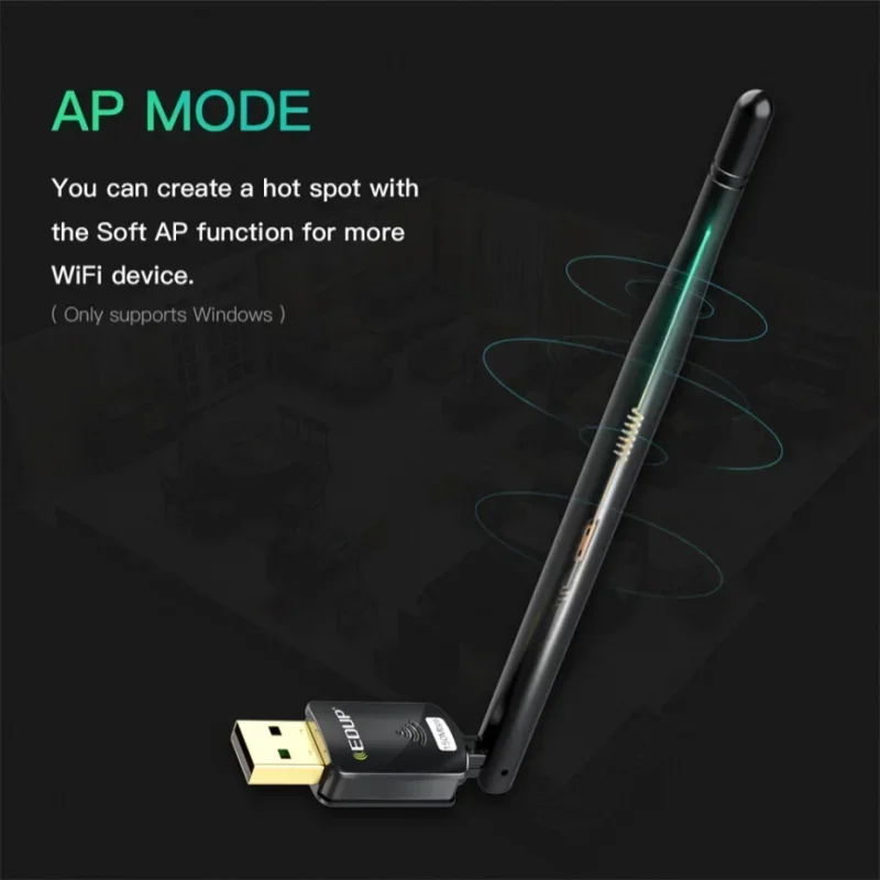 Фото EDUP 150 Мбит/с USB Wi-Fi адаптер с высоким коэффициентом усиления 6Dbi антенна 802.11n MT7601 Чипсет Беспроводная сетевая карта приемника на большие расстояния для ПК №5