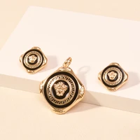 selead designer earrings pendants 14k gold brass gold plated round earrings high quality jewelry