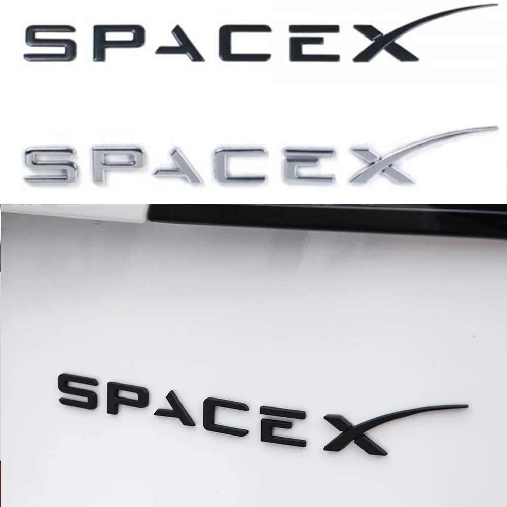 Space X Emblem Metal Letters Badge Rear Trunk Decals Car Logo Sticker For Tesla Model 3, X ,Y And S Accessories Tail Label Tag