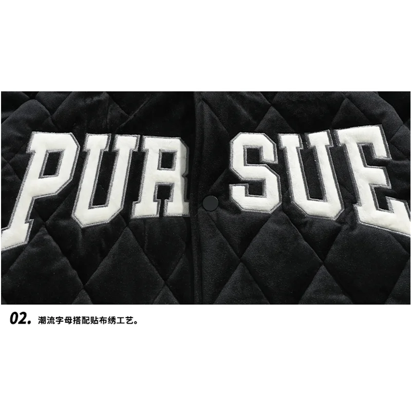 Men's Wear New Black Cotton-padded Clothes Recreational Loose Comfortable  Down Jacket Autumn and Winter Female Baseball Uniform
