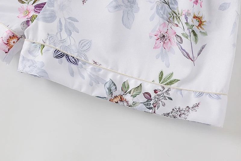 2022 Women Floral Silk Pajamas Set 2 Piece Set Short Sleeve Pajamas Suit Female Pijamas Women Sleepwear