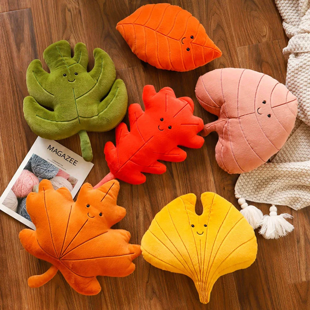 

Creative Plant Flower Plush Toys Maple Leaves Pillow Soft Ginkgo Leaf Doll Stuffed Flower Cushion Seat Girlfriend Birthday Gifts