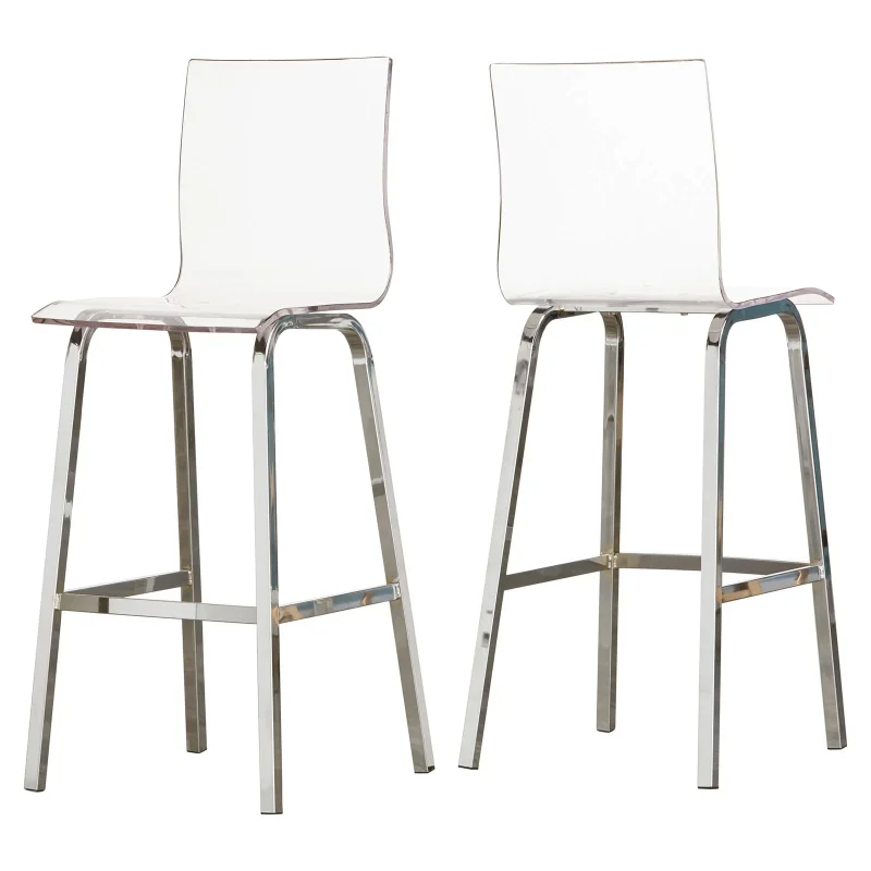 

Chelsea Lane Acrylic and Chrome Swivel Stool, Set of Two, Bar Height
