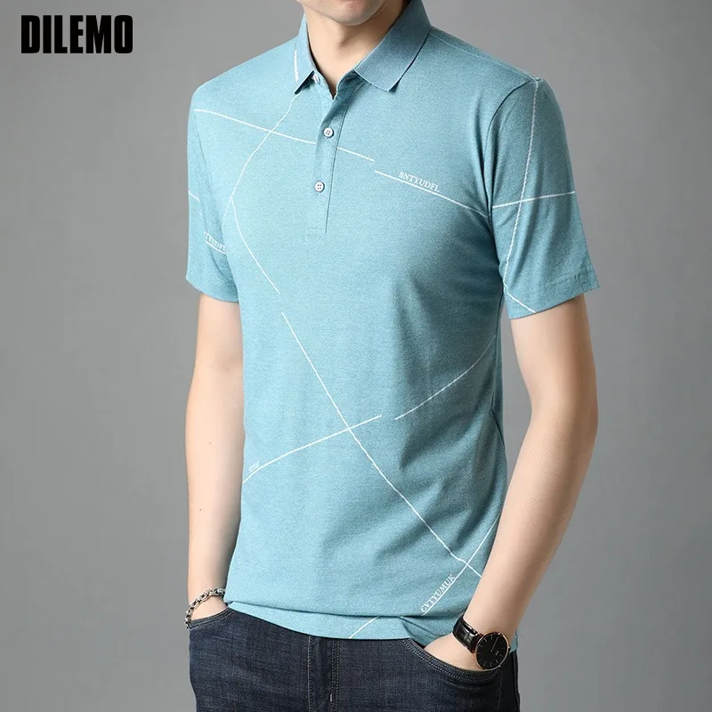 

Рубашка-поло мужская в полоску, брендовая дизайнерская сорочка с короткими рукавами, Повседневная модная одежда в Корейском стиле, лето