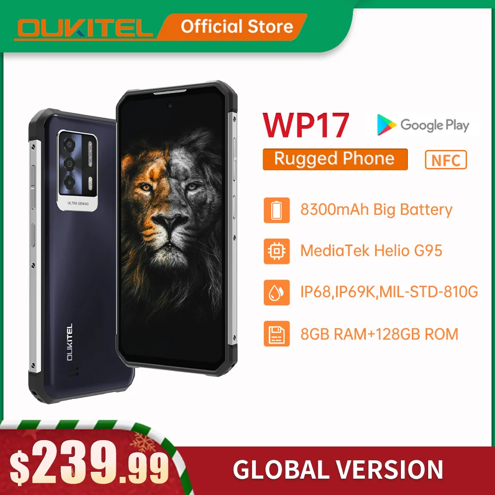 oukitel wp17 rugged smartphone 8300mah 8gb128gb 6 78“fhd android 11 mobile phone 64m16m nfc cell phone free global shipping