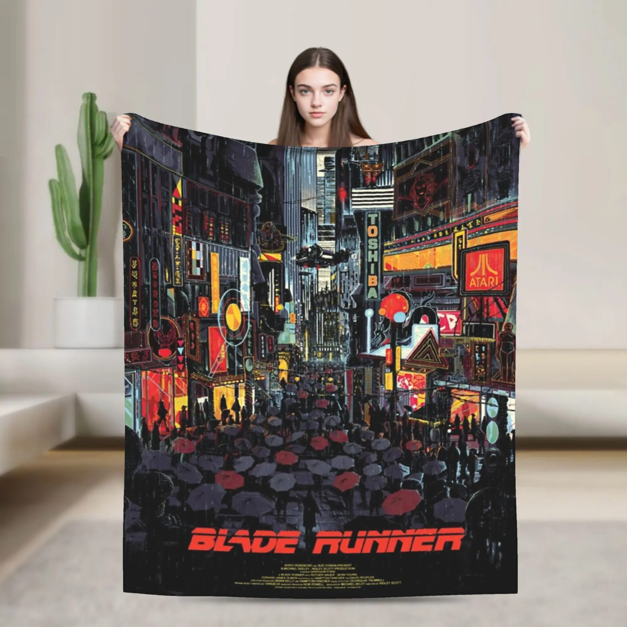 Фото Пледы Blade Runner из фланели с принтом, многофункциональные мягкие пледы-накидки для дивана, офиса, плюшевые тонкие одеяла №1