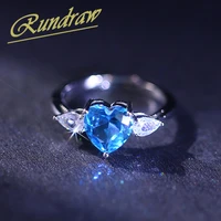 rundraw fashion heart shaped zircon ring women open adjustable gold plated rings party gift jewelry anillos mujer