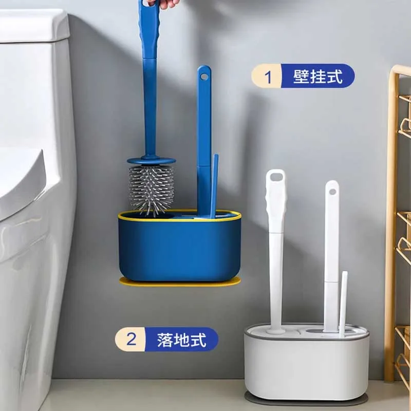 

Toilet Brush Silicone Wc Cleaner Brushes No Dead Toilet Cleaning Brush Flat Head Flexible Soft Brush With Holder Accessories
