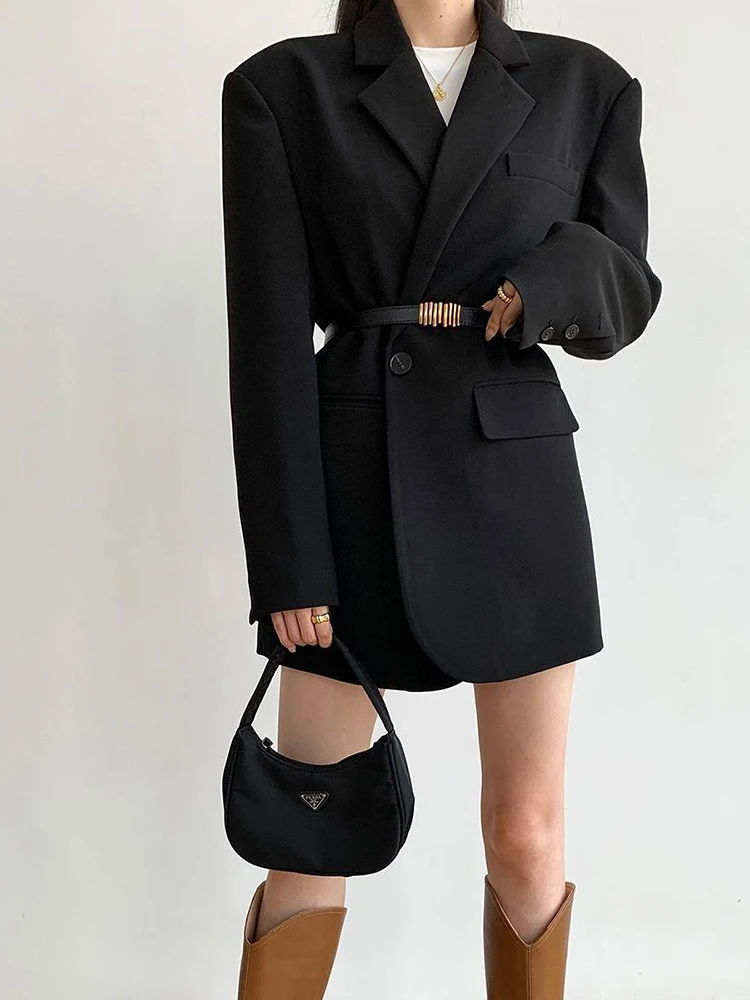 Elegant Women Loose Blazer Office Lady Long Sleeve Classic Coat Female Basic Suit Jacket Casual Solid Work Blazers Outwear 2023