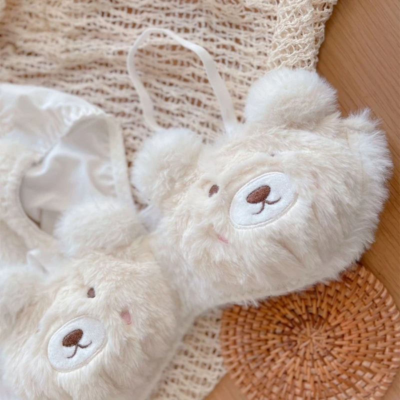 95AB женский комплект из 2 предметов с милым медведем плюшевый бюстгальтер и